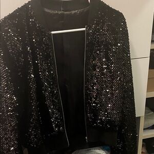 Sequin Black Bomber Jacket
